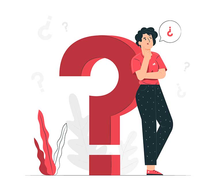 Illustration of a man standing besides question mark